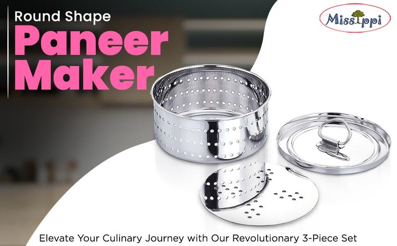 Missippi Stainless Steel Round shaped Paneer Maker/Paneer Cheese/Tofu/Mould/Press Maker -850 ml Capacity - Image 5