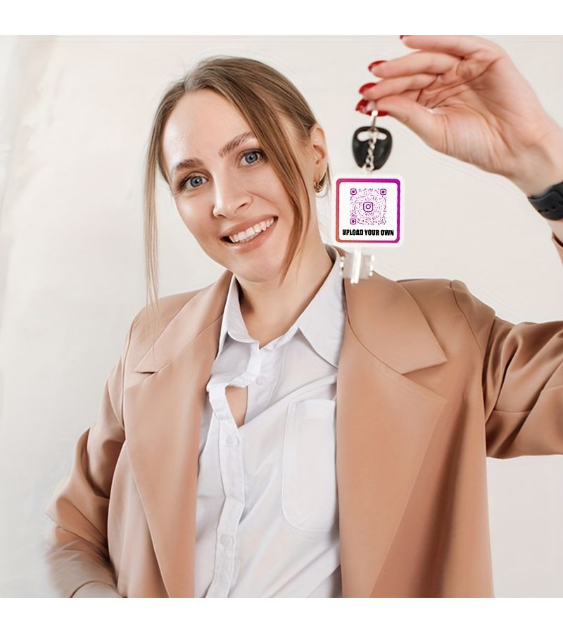 15 قطعة من سلاسل المفاتيح الأكريليك المربعة، ورموز QR للدعاية عبر وسائل التواصل الاجتماعي، رموز الدفع، إضافة الأصدقاء، أرقام الاتصال، رموز التجميع، هدية إعلانية. - Image 2