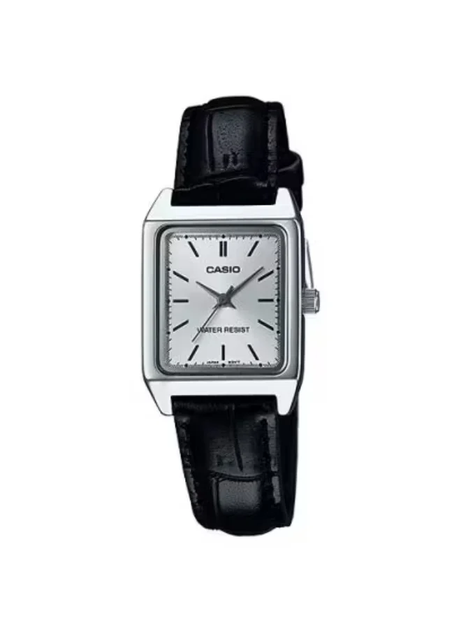 CASIO Women's Analog Display Watch With Black Leather Strap - LTP-V007L-7E1UDF