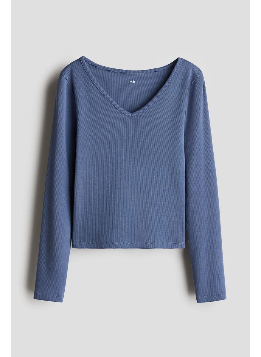 اتش اند ام Ribbed Cotton Jersey Top