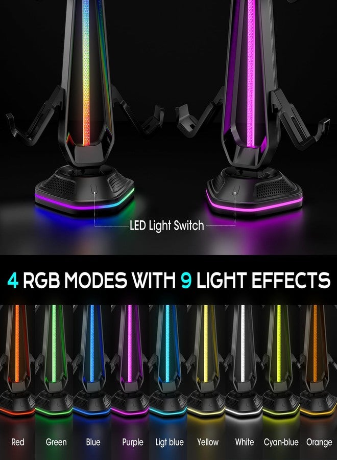 Saitake RGB Controller Holder with 9 Light Modes,Controller Stand with 2 USB Ports,Headset Stand for Desk-Headphone Holder Suitable for All Headphones and Controllers - Image 5