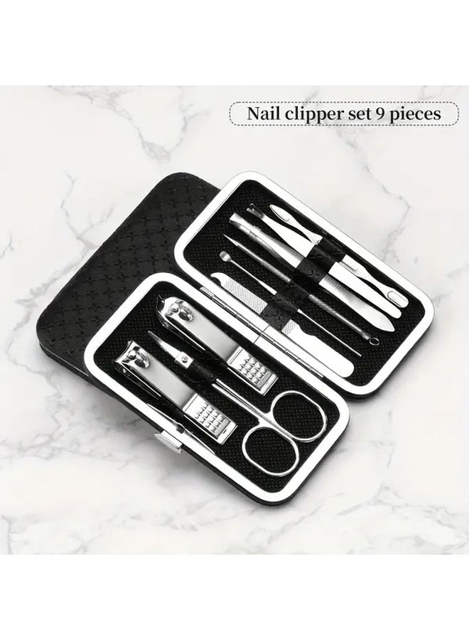 9 Piece Nail Art Kit Stainless Steel Manicure Pedicure Set With Travel Case - Image 4