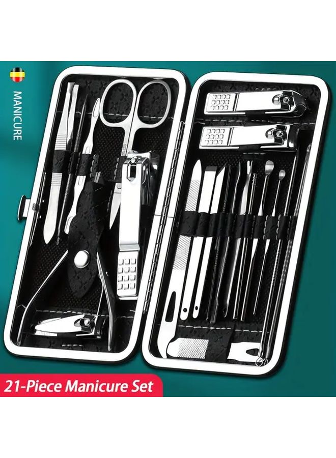 9 Piece Nail Art Kit Stainless Steel Manicure Pedicure Set With Travel Case - Image 2