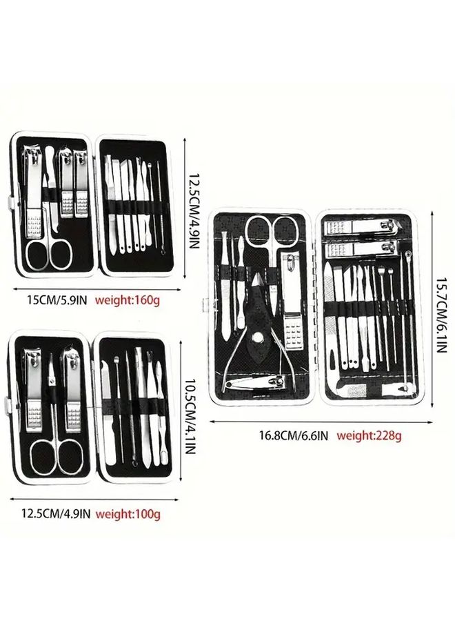 9 Piece Nail Art Kit Stainless Steel Manicure Pedicure Set With Travel Case - Image 3