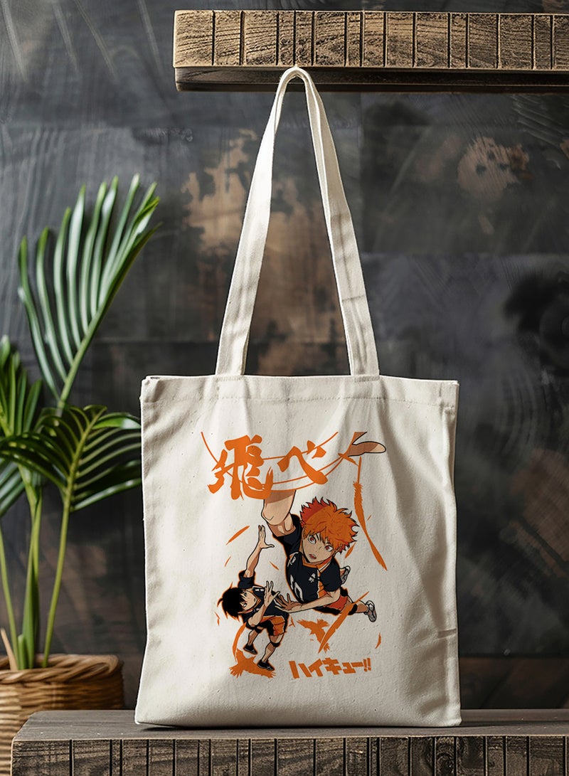 LOWHA Polyester Tote Bag with Shoulder Straps and Haikyu Anime Pattern  - Image 3