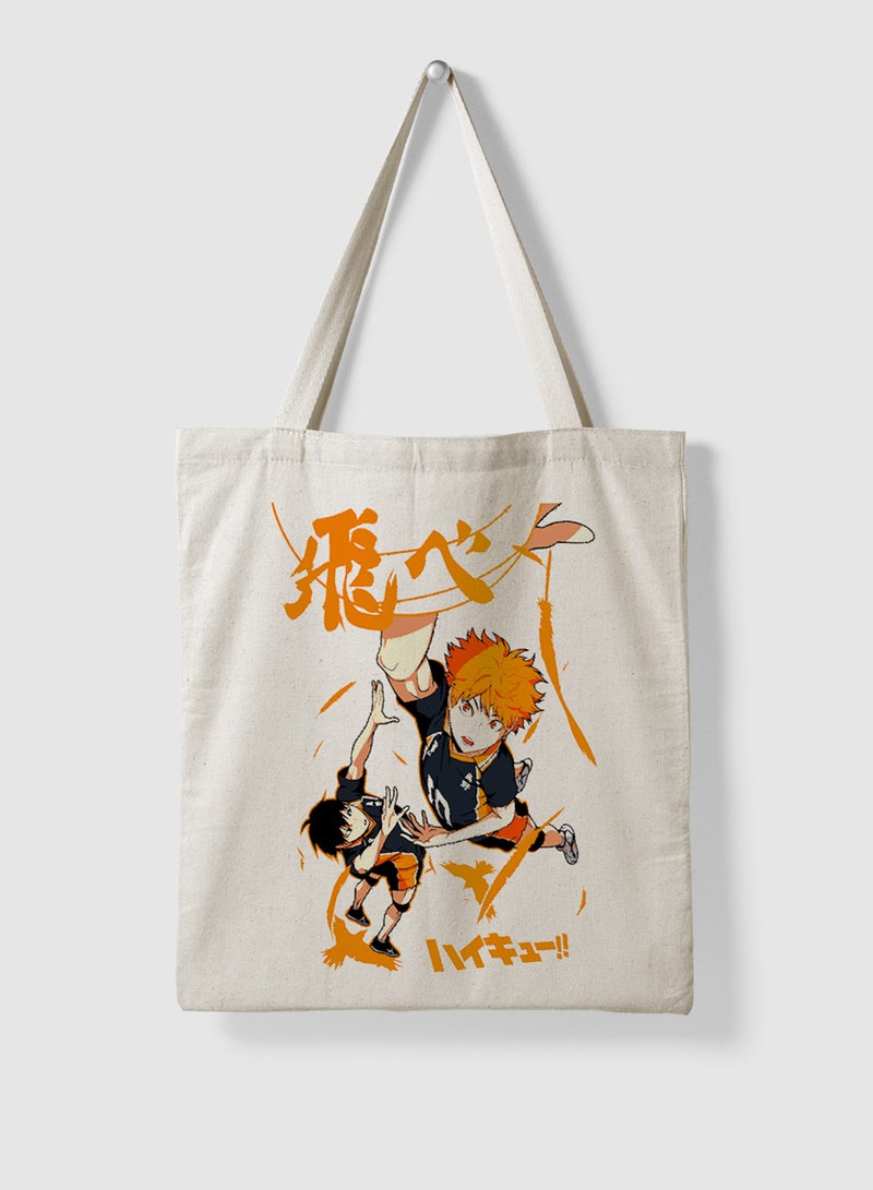 LOWHA Polyester Tote Bag with Shoulder Straps and Haikyu Anime Pattern  - Image 4