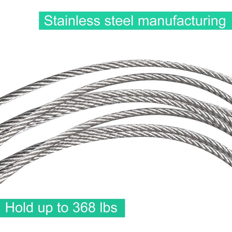 REKOBON Wire Rope 116 Wire Rope Stainless Steel 304 Wire Cable 328FT Length Aircraft Cable with 100pcs Sleeves Stops 7x7 Strand Core 368 lbs Breaking Strength Perfect for OutdoorYardGarden or Crafts - Image 5