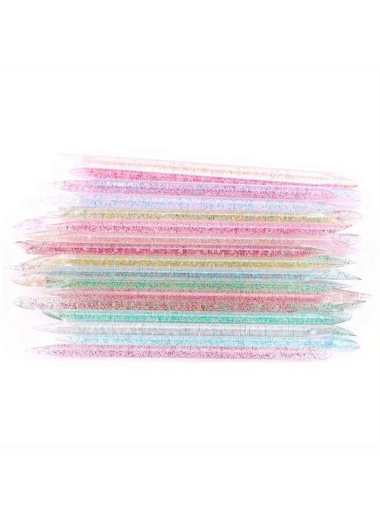 يوكانبي 50 قطعة من عيدان المانيكير الكريستالية القابلة لإعادة الاستخدام - أداة للعناية بالفن والتقشير للأظافر، متعددة الألوان (الوردي، الأحمر الورد، الأزرق، الأخضر، الأصفر) مع تصميم لامع للاستخدام في الباديكير وتطبيق الخرز وأعمال الحرف، لوازم فن الأظافر - Image 1