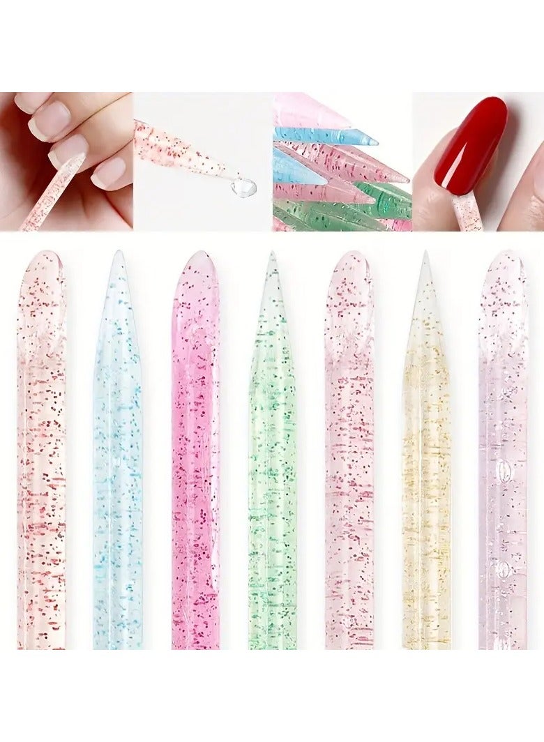 يوكانبي 50 قطعة من عيدان المانيكير الكريستالية القابلة لإعادة الاستخدام - أداة للعناية بالفن والتقشير للأظافر، متعددة الألوان (الوردي، الأحمر الورد، الأزرق، الأخضر، الأصفر) مع تصميم لامع للاستخدام في الباديكير وتطبيق الخرز وأعمال الحرف، لوازم فن الأظافر - Image 2