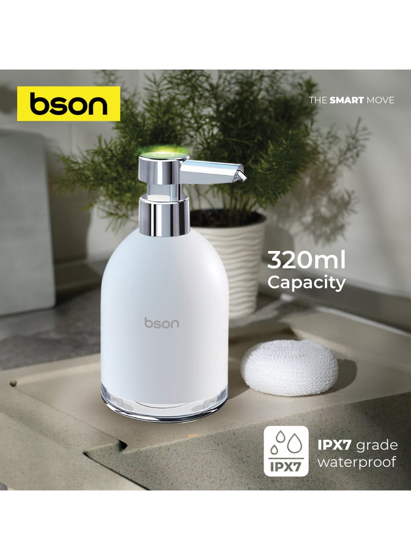 BSON موزع صابون ذكي - موزع رغوة تلقائي بدون لمس مع مستويات قابلة للتعديل، مقاوم للماء IPX7، حاوية قابلة لإعادة التعبئة بسعة 320 مل تدوم طويلاً للمطبخ والحمام والمكتب - Image 4