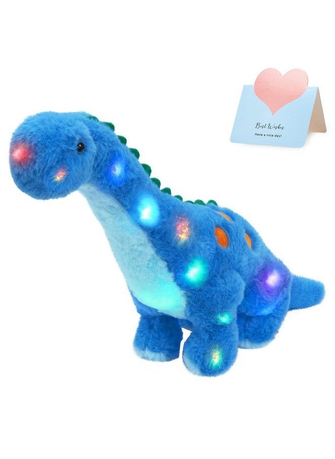 Houwsbaby - 14’’ Light Up Dinosaur Diplodocus Stuffed Animal Floppy Led Plush Toy Night Lights Glow Pillow Long Neck Birthday Gifts For Kids Toddler Girls And Boys Blue - Image 1