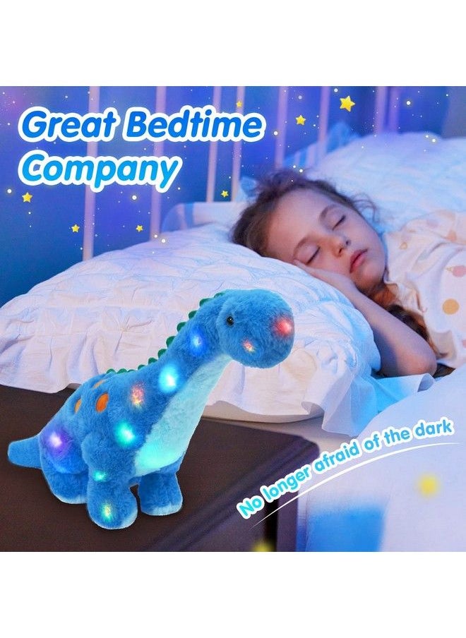 Houwsbaby - 14’’ Light Up Dinosaur Diplodocus Stuffed Animal Floppy Led Plush Toy Night Lights Glow Pillow Long Neck Birthday Gifts For Kids Toddler Girls And Boys Blue - Image 1