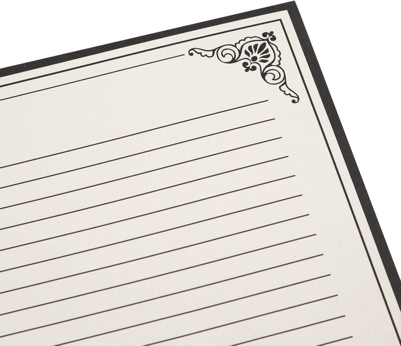 Juvale 48 Sheets Fancy Vintage Style Lined Letter Writing Paper with Antique Border Design 85 x 11 Inch Aged Stationery for Letters Invitations Cream - Image 4