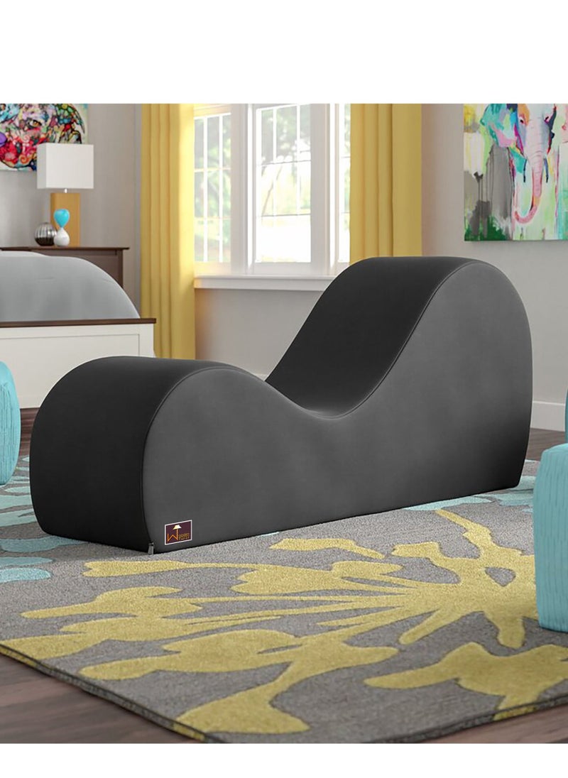 Wooden Twist - Wooden Twist Armless Modern Chaise Lounge (Black Polyester) - Image 1