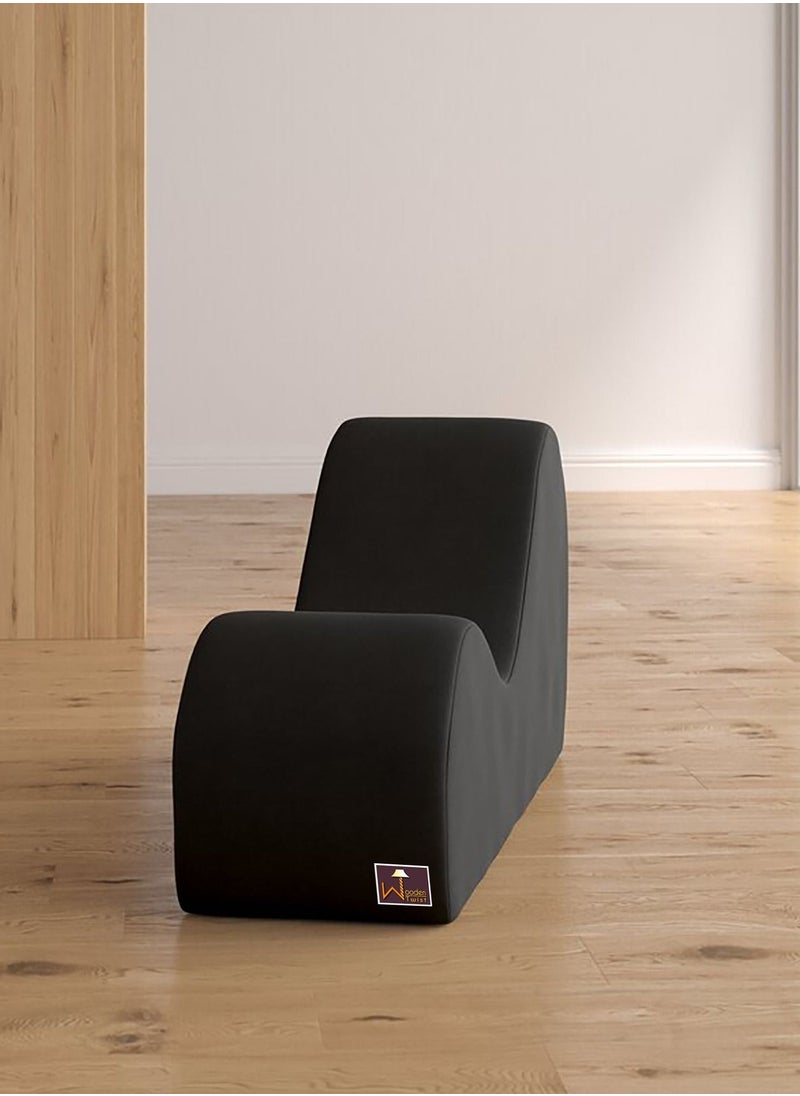 Wooden Twist - Wooden Twist Armless Modern Chaise Lounge (Black Polyester) - Image 1