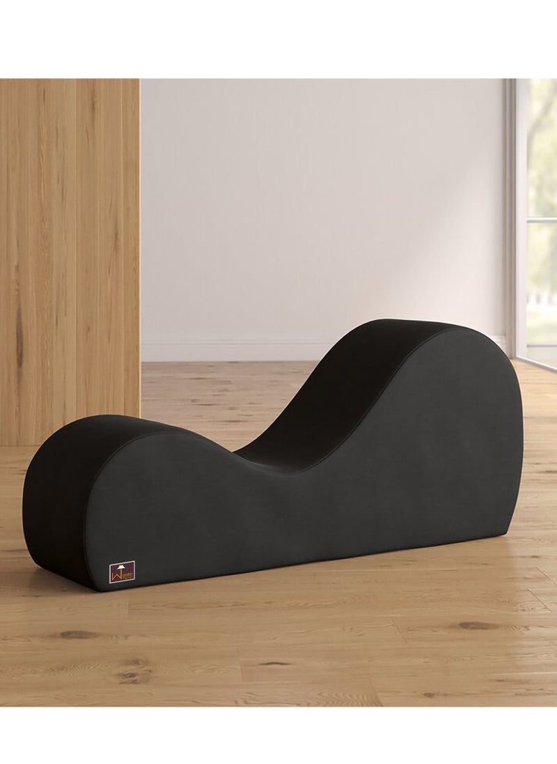 Wooden Twist - Wooden Twist Armless Modern Chaise Lounge (Black Polyester) - Image 1