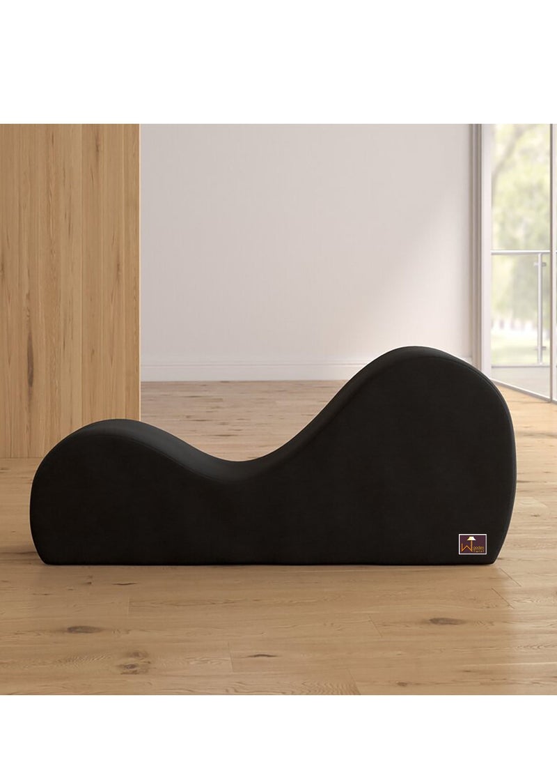 Wooden Twist - Wooden Twist Armless Modern Chaise Lounge (Black Polyester) - Image 1