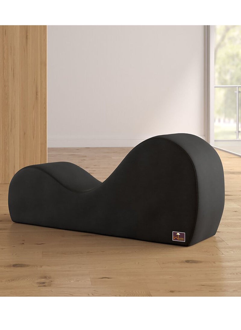 Wooden Twist - Wooden Twist Armless Modern Chaise Lounge (Black Polyester) - Image 1
