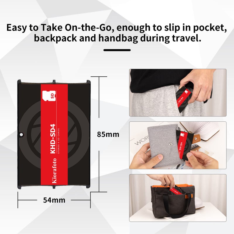 Kiorafoto KHD-SD4 Easy Carry 4 Slots Slim Credit Card Size Lightweight Portable SD Memory Card Case Storage Keeper Holder Protector for 4 SD SDHC SDXC Cards - Image 4