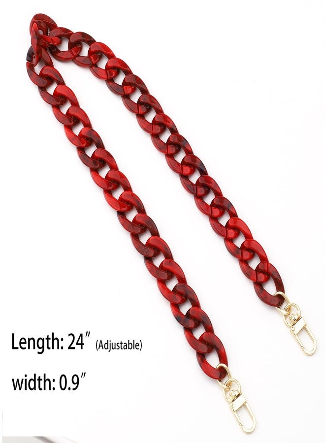 AUMEY 18 inch Oval Acrylic Chain and Clear Hand Bag Chain Set with Buckles, Szl03-red, 360MM - Image 2