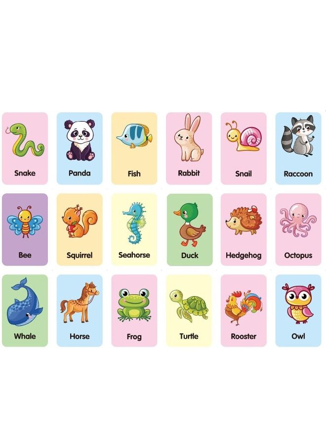 36-Piece Double Sided Early Education Flash Cards, Animal Recognition Education Enlightenment Card, Puzzle Early Education Fun Cards, Educational Learning Toys for 1-6 Year Old Kids (Animal) - Image 3