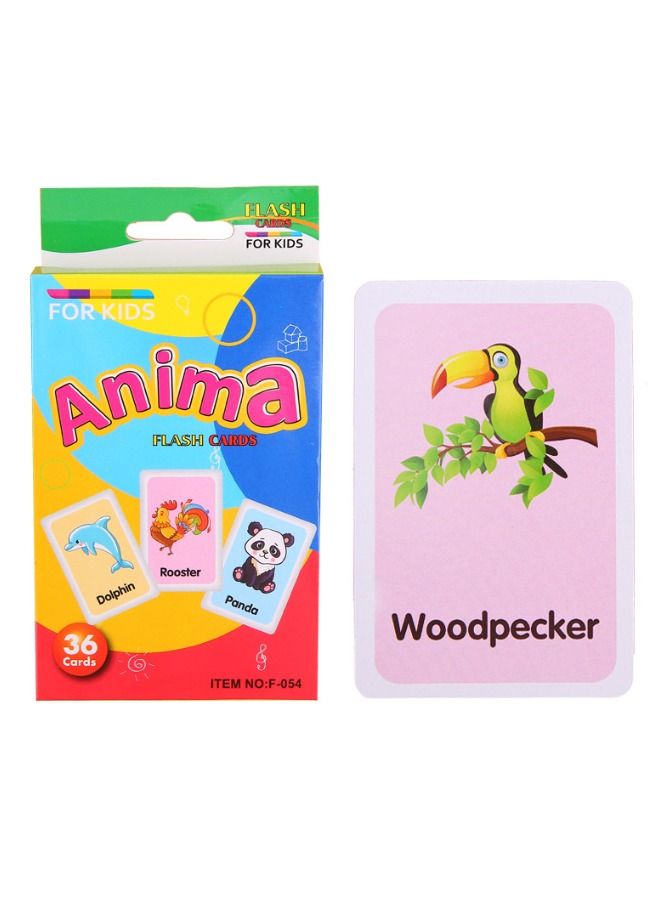 36-Piece Double Sided Early Education Flash Cards, Animal Recognition Education Enlightenment Card, Puzzle Early Education Fun Cards, Educational Learning Toys for 1-6 Year Old Kids (Animal) - Image 1
