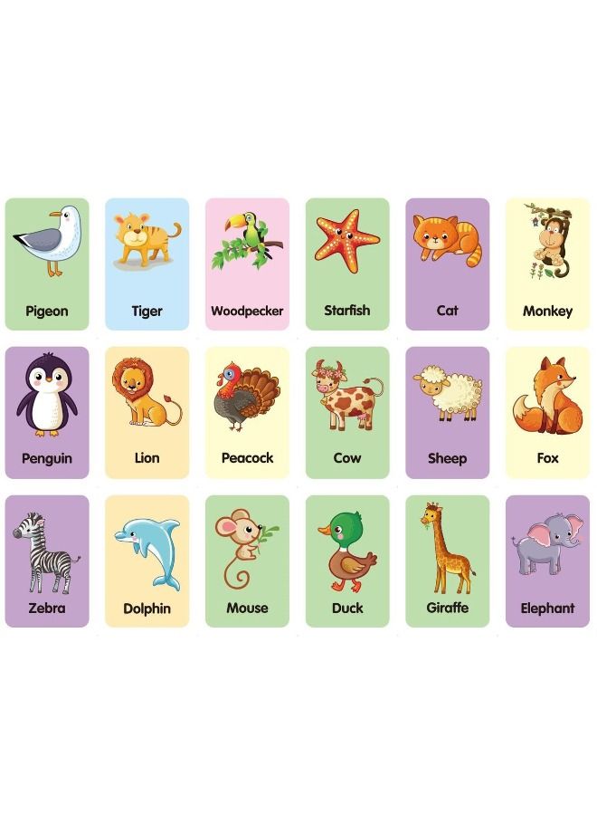 36-Piece Double Sided Early Education Flash Cards, Animal Recognition Education Enlightenment Card, Puzzle Early Education Fun Cards, Educational Learning Toys for 1-6 Year Old Kids (Animal) - Image 2