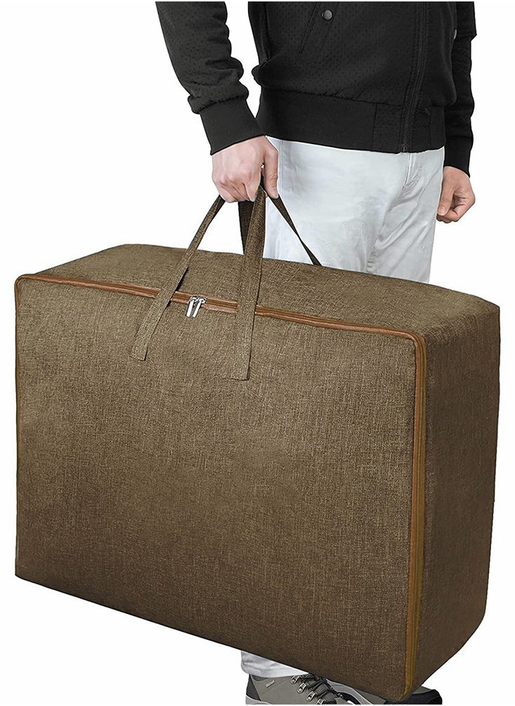 HomarKet Extra Large Blanket Storage Bag Under Bed Storage Tote for Comforters Clothes Linens Water Resistant and Breathable Closet Bags (Brown 2-Pack)  - Image 3