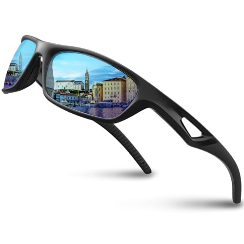 RIVBOS Polarized Sports Sunglasses Driving Glasses for Men Women Tr90 Unbreakable Frame for Cycling Baseball Running Rb831 (Black&Black Mirror Lens) - Image 1
