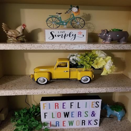 FLHJYF Farmhouse Yellow Truck Metal Decor,Vintage Outdoor Iron Truck Decor, Rustic Pick-up Planter,Antique Car Decoration,Desktop Wine Rack Stand,Decorative Tabletop Storage - Image 4