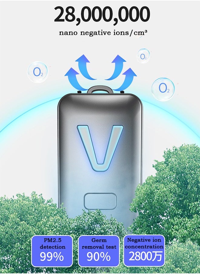 Urit Negative Ion Air Purifierm, Rechargeable Personal Air Purifier Necklace, Air Ionizers (Black)  - Image 2