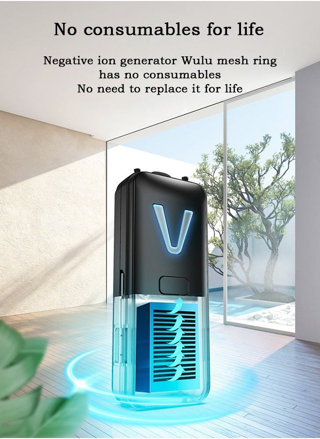 Urit Negative Ion Air Purifierm, Rechargeable Personal Air Purifier Necklace, Air Ionizers (Black)  - Image 4