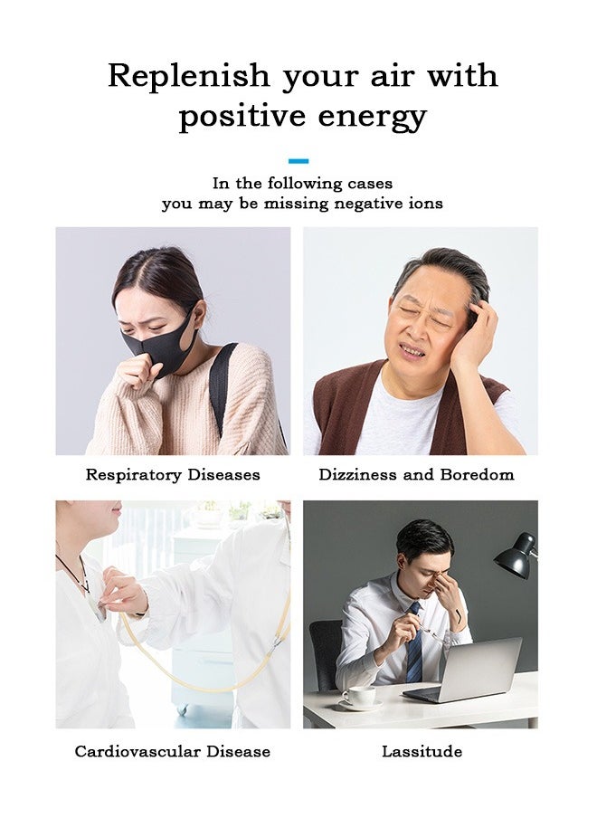 Negative Ion Air Purifierm, Rechargeable Personal Air Purifier Necklace, Air Ionizers (Black)