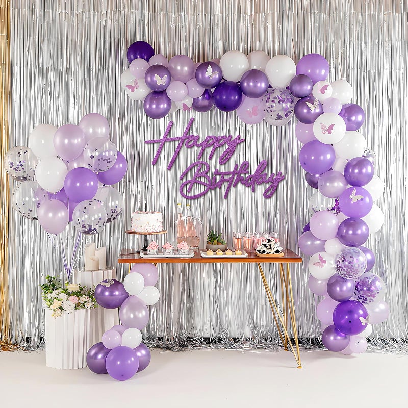 MASTRON Happy Birthday Sign for Backdrop - Glitter Purple Felt 'Happy Birthday' Letter Sign for Balloon Arch Backdrop Decorations - Image 5