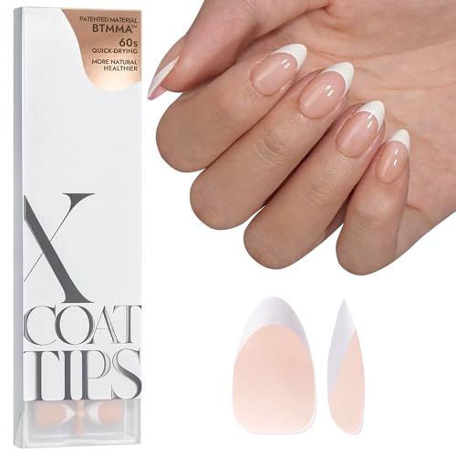 BTArtboxnails Soft Gel Nail Tips  XCOATTIPS French Series French Tip Press on Nails Short Almond Press On Nails Nude Acrylic Fake Nails Glue On Nails Extension Set