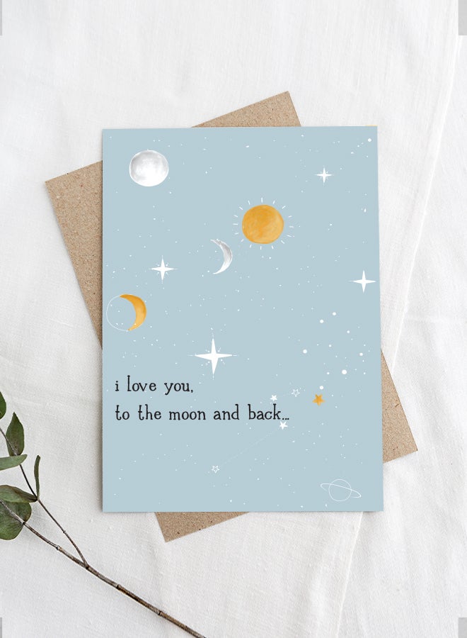 Share the Love I love you to the moon and back, Greeting Card 