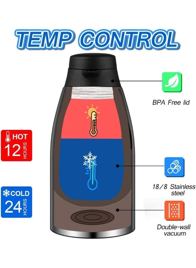 SKY-TOUCH إبريق شاي من الفولاذ المقاوم للصدأ معزول بالفراغ سعة 2 لتر - قارورة حرارية بسعة كبيرة، ترمس مزدوج الجدار، عزل يدوم طويلاً وسهولة في الصب للقهوة والشاي والماء - Image 5