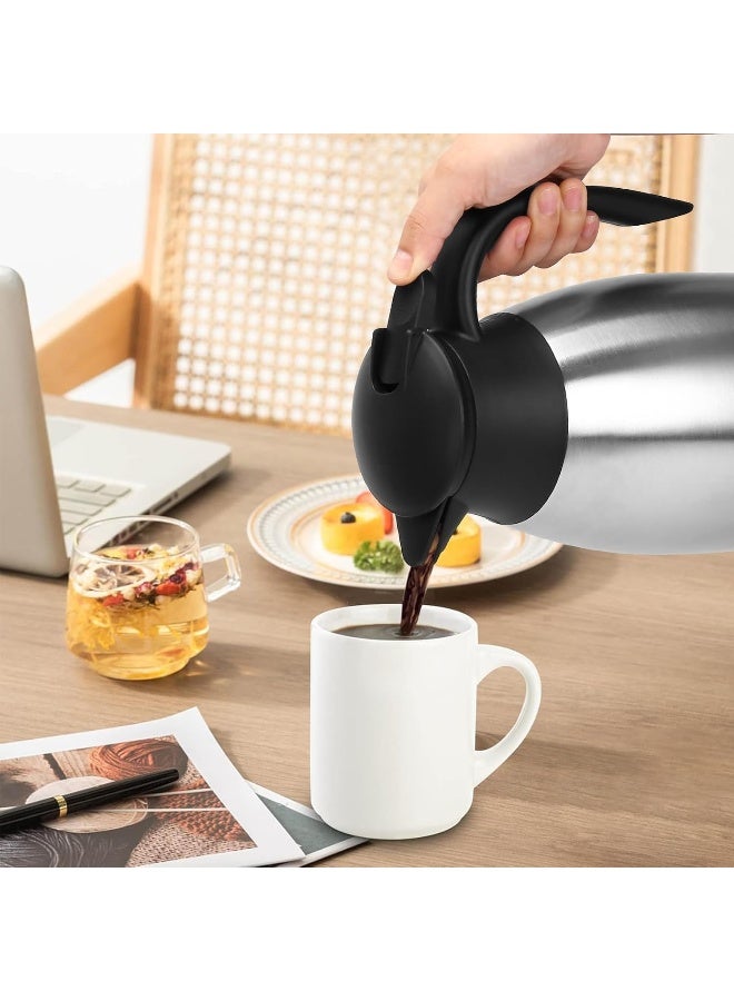 SKY-TOUCH إبريق شاي من الفولاذ المقاوم للصدأ معزول بالفراغ سعة 2 لتر - قارورة حرارية بسعة كبيرة، ترمس مزدوج الجدار، عزل يدوم طويلاً وسهولة في الصب للقهوة والشاي والماء - Image 4