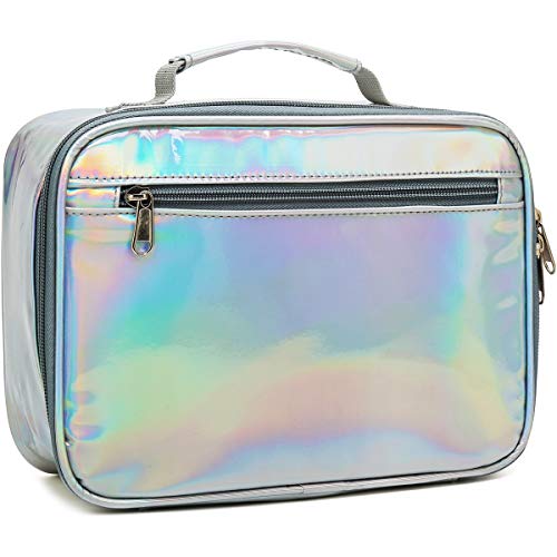 FlowFly Kids Lunch box Insulated Soft Bag Mini Cooler Back to School Thermal Meal Tote Kit for Girls, Boys, Silvery - Image 1