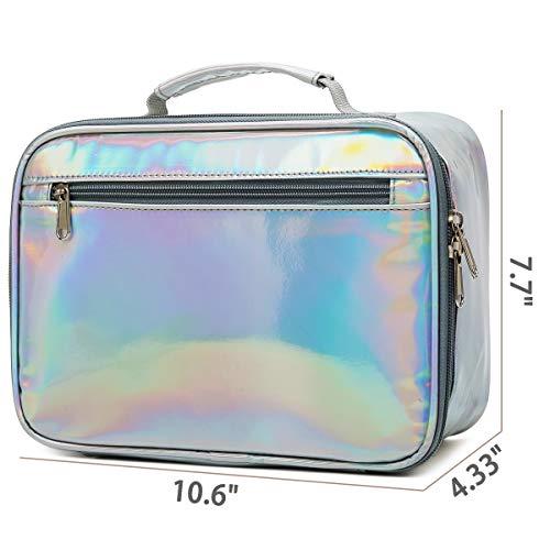 FlowFly Kids Lunch box Insulated Soft Bag Mini Cooler Back to School Thermal Meal Tote Kit for Girls, Boys, Silvery - Image 3