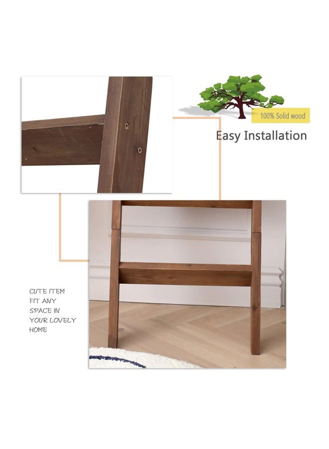 FUIN 5ft (58") Wood Blanket Ladder Living Room Decorative Wall Leaning Farmhouse Quilt Display Holder Storage Rustic Wooden Towel Rack for Bathroom, Brown - Image 4