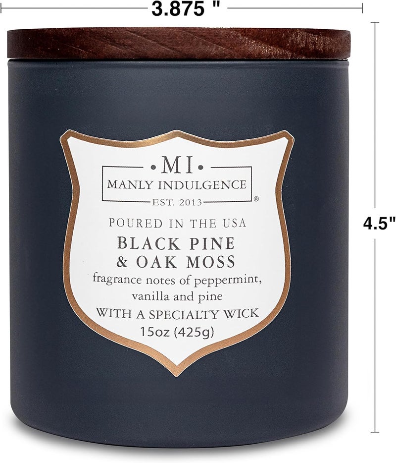 Manly Indulgence Black Pine Oakmoss Scented Candles for Men, 15 oz Wooden Wick, Premium Soy Blend Wax, 60H Burn, Candles for Home Scented - Made in The USA - Image 4