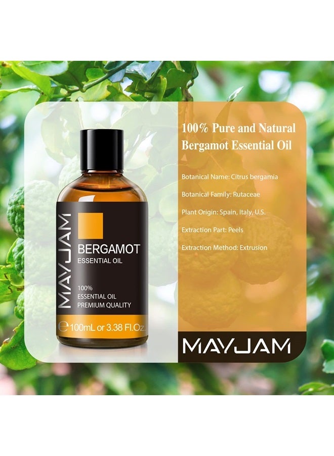 MAYJAM زيت البرغموت العطري، زيوت MAYJAM النقية الممتازة، 3.38 أونصة سائلة حجم كبير لصنع الشموع والصابون، مثالي للاستخدام في المنزل والمكتب والسيارة واليوغا - Image 3