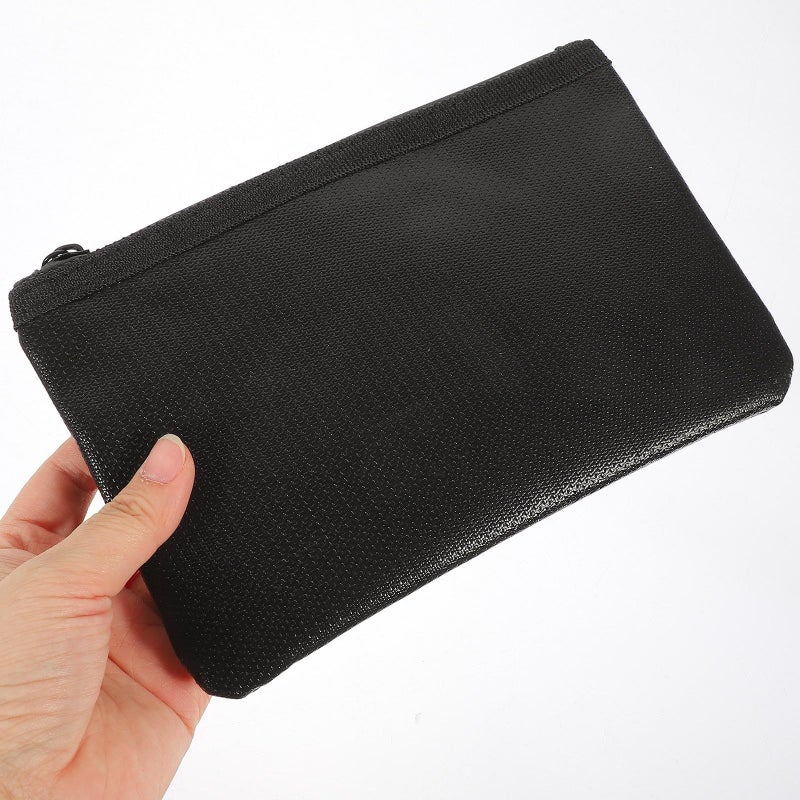 Fireproof Document Bag Set 2 Pcs Black Zippered Pouch for Home Office Use - Image 4