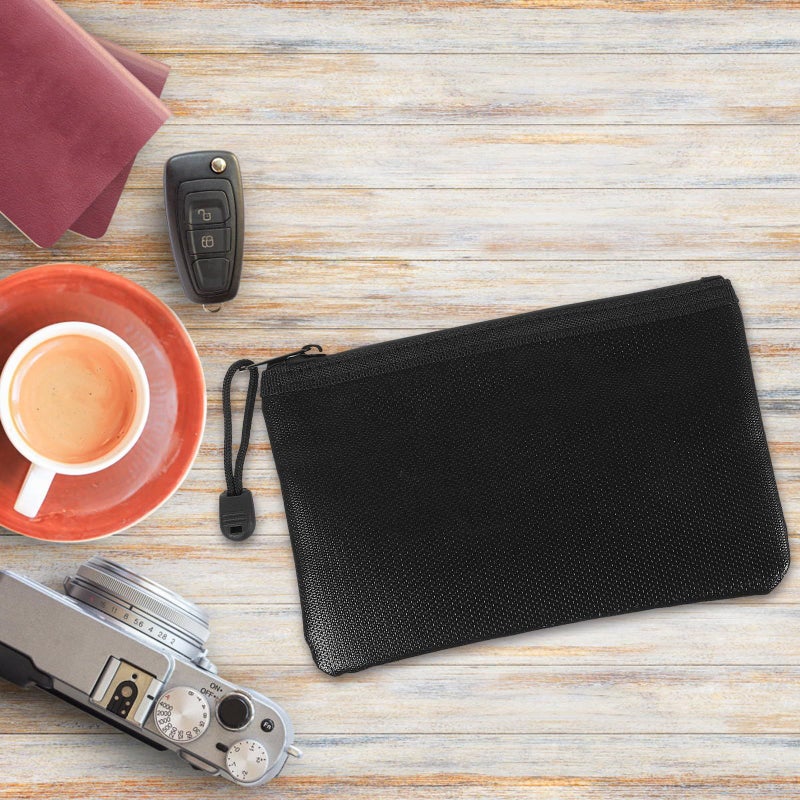 Fireproof Document Bag Set 2 Pcs Black Zippered Pouch for Home Office Use - Image 5