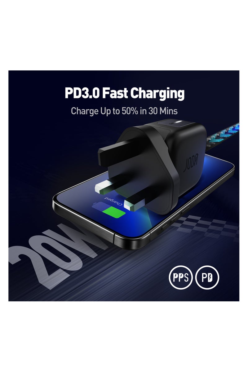 جودا اليابانية شاحن جداري بقوة 20 واط بمنفذ تايب سي - اسود - Image 2