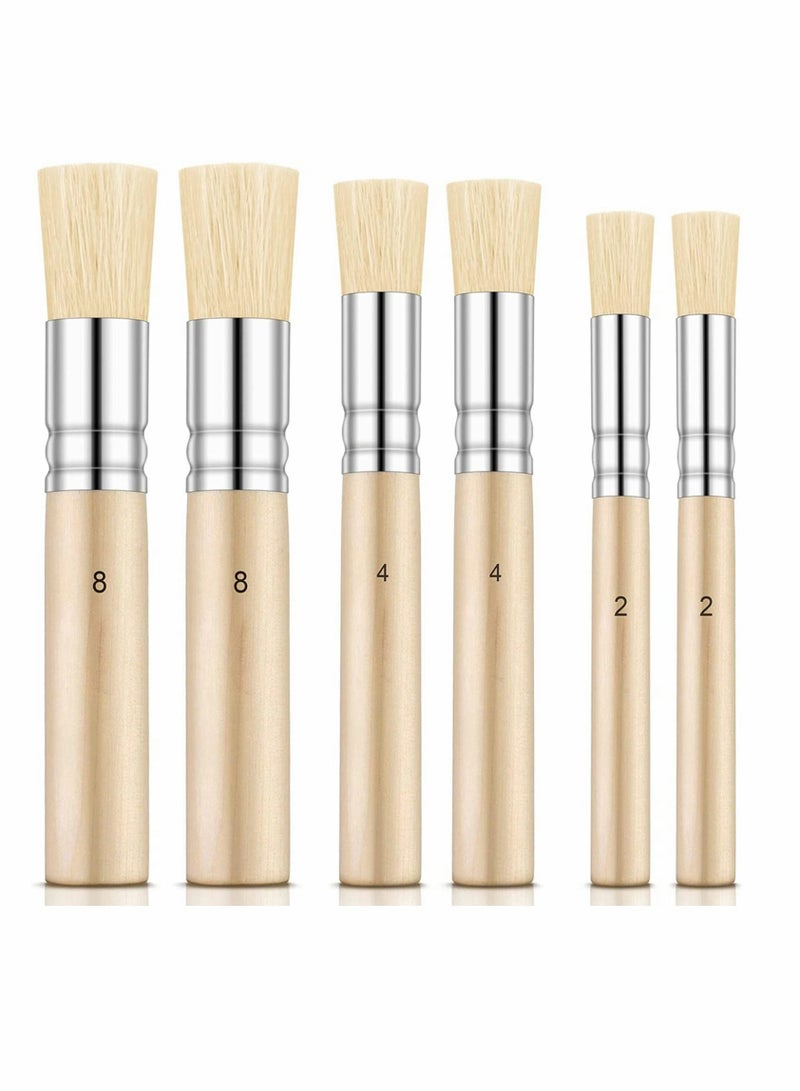 Excefore Wooden Stencil Brushes Pure Natural Stencil Brushes Painting Brushes for Acrylic Oil Watercolor Art Painting Stencil Project DIY Crafts 3 Sizes 6 Pieces - Image 1