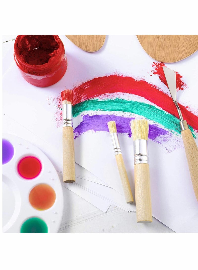 Excefore Wooden Stencil Brushes Pure Natural Stencil Brushes Painting Brushes for Acrylic Oil Watercolor Art Painting Stencil Project DIY Crafts 3 Sizes 6 Pieces - Image 2