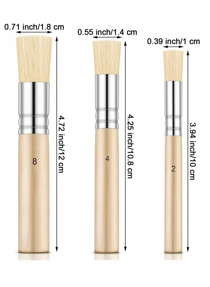 Excefore Wooden Stencil Brushes Pure Natural Stencil Brushes Painting Brushes for Acrylic Oil Watercolor Art Painting Stencil Project DIY Crafts 3 Sizes 6 Pieces - Image 4