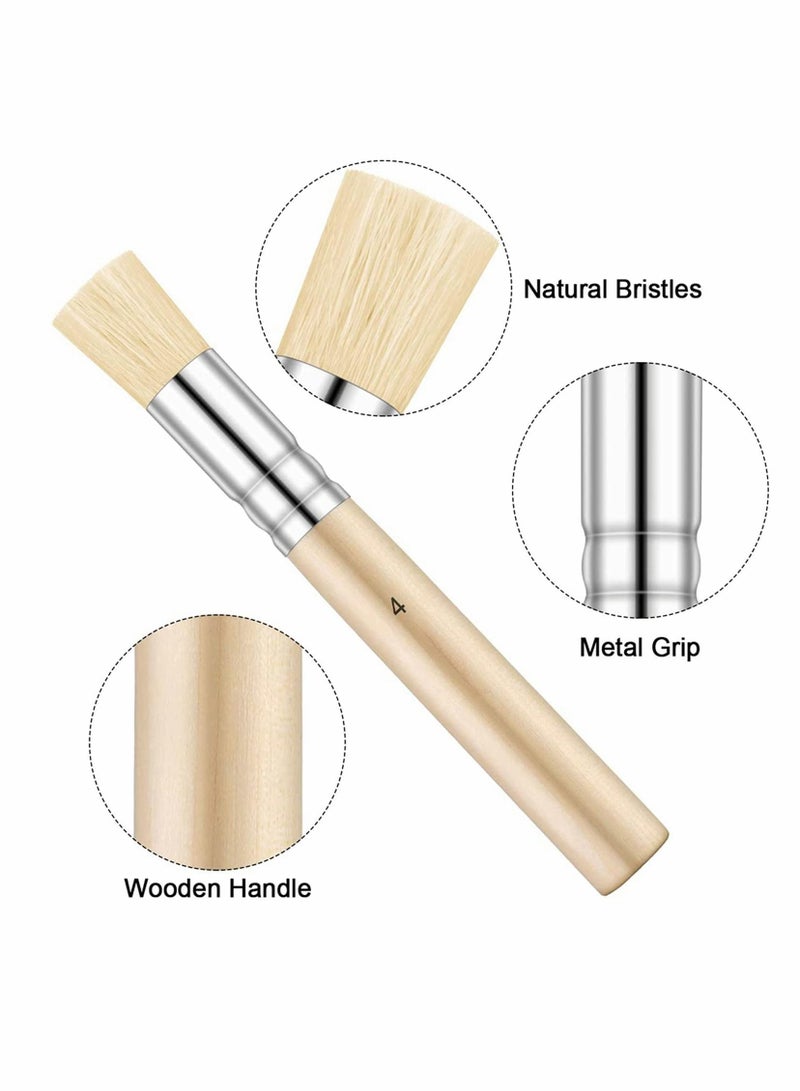 Excefore Wooden Stencil Brushes Pure Natural Stencil Brushes Painting Brushes for Acrylic Oil Watercolor Art Painting Stencil Project DIY Crafts 3 Sizes 6 Pieces - Image 5